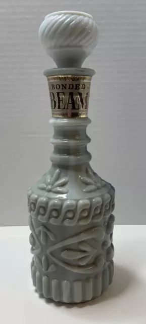 Vintage JIM BEAM BONDED Gray Swirl Milk Glass Decanter Bottle