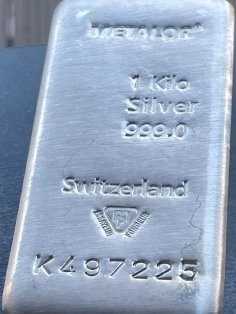 1kg Metalor Silver Bullion Cast Bar (SN: K497225)