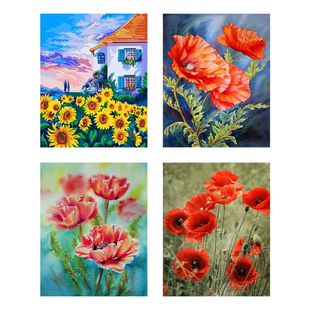 Kit de pintura al óleo de flores por números hágalo usted mismo decoración del hogar regalo pared arte imagen artesanal