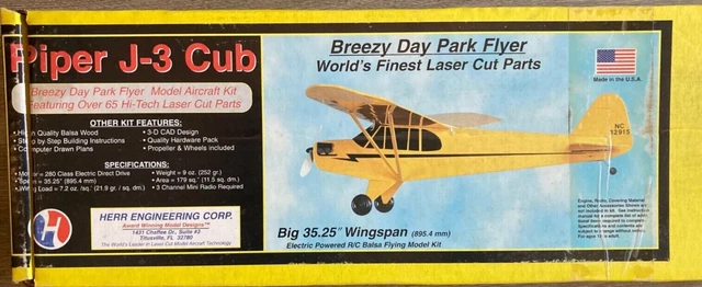 Herr 48” Piper Cub Laser Cut Balsa R/C Model airplane Kit NIB Herr 48” Piper Cub Laser Cut Balsa R/C Model airplane Kit NIB