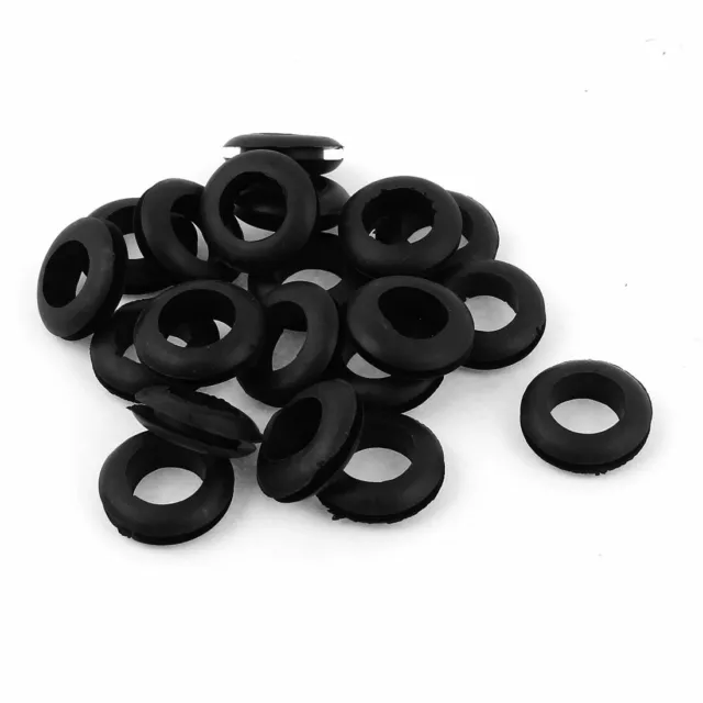 14mm diamètre fil rond en caoutchouc noir passe-câble électriques joint 20Pcs