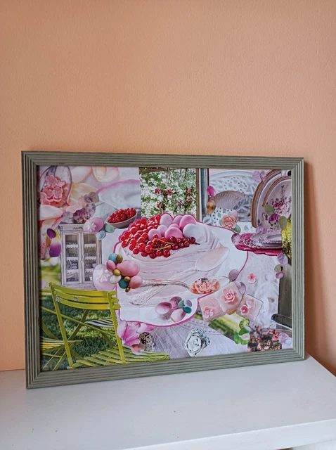 Quadro Collage "Atmosfera Pasquale" con Cornice Nuova 32 x 42 cm