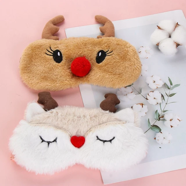 Máscara para dormir estrella felpa suave alce de Navidad vendaje para dormir