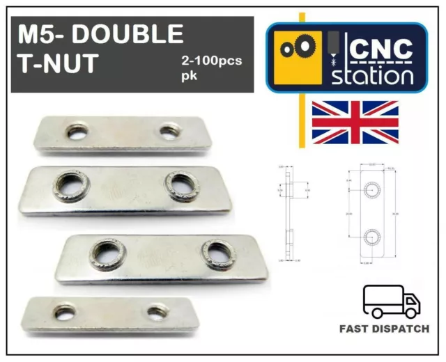 M5 Double Longer Sliding T Nut V-Slot Aluminium Extrusion Profile 20 Series