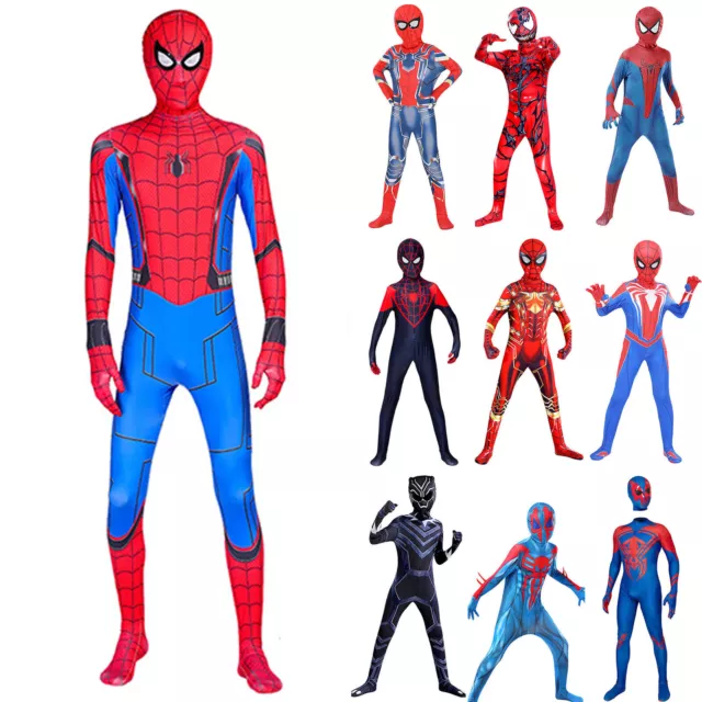 Children Boy Spider-Man Jumpsuit Superhero Cosplay Costume Halloween Fancy Dress