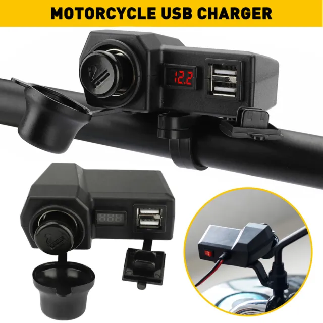 12V Waterproof Motorcycle Accessories Dual Charger USB Power Port Adapter Socket
