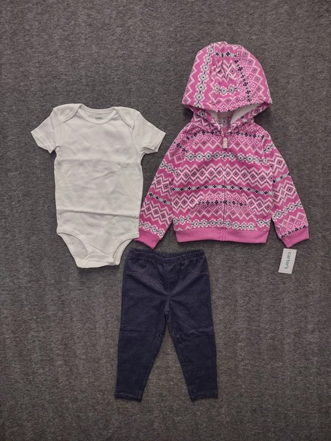 Carters Baby Girl 3-Piece Little Jacket Set Jacket Pants &Bodysuit 24 Months NWT