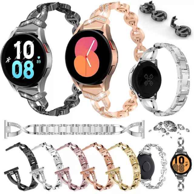 Strap For Samsung Galaxy Watch 3 41mm 4 Classic 40 44mm 42 46mm Bling Metal Band 2