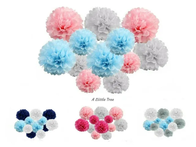 12PCs FOREVER YOUNG Theme Paper PomPoms Mixed Tissue Pompoms Fluffy  Ball Party