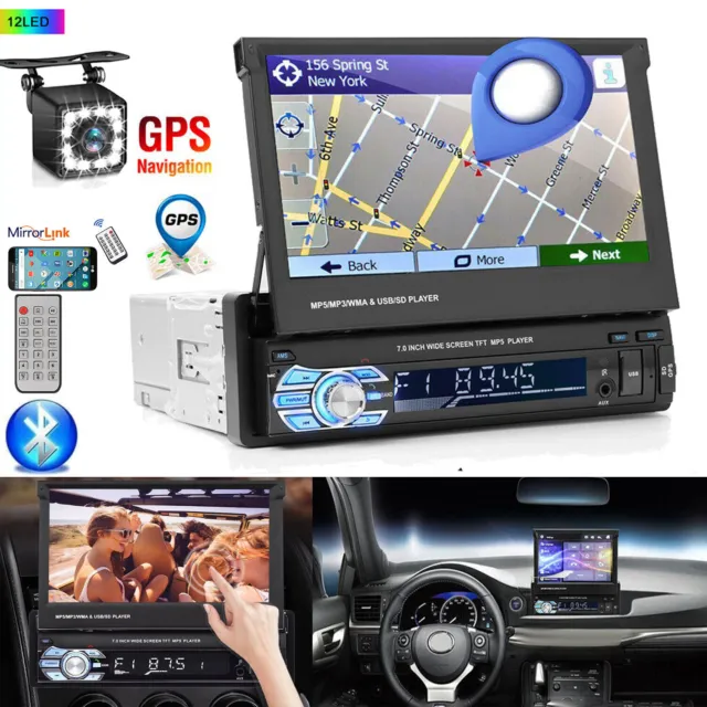 7" 1Din Autoradio Mit Gps Navigation Navi Bluetooth Touchscreen Usb Tf Mp3 Nue