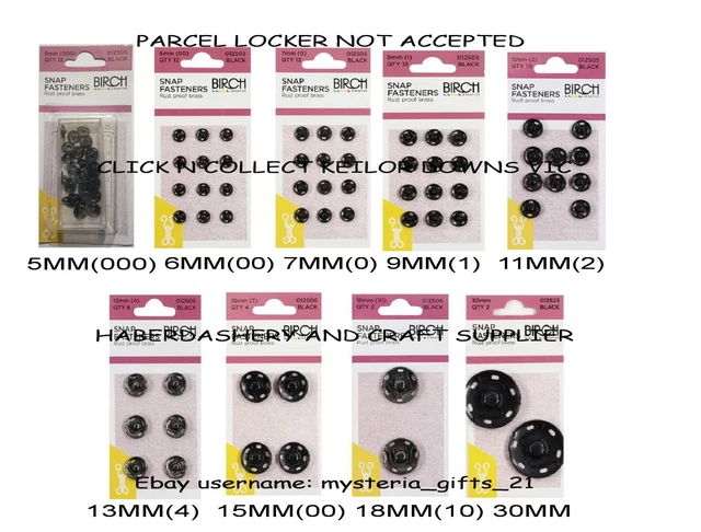 METAL SNAP FASTENER Press Studs On Card Sew On*Black Pick 1 $6.95
