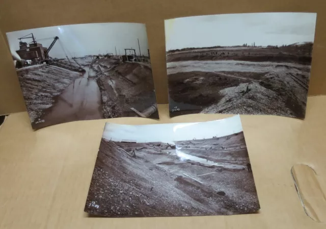BARRAGE DE KEMBS (Haut Rhin) ensemble de 3 photos construction travaux 1929