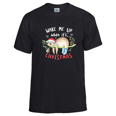 Svegliami quando è Natale T-shirt BRADIPO gli amanti degli animali Regalo Di Natale Unisex Top
