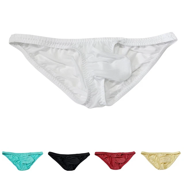 Fashion Men's Low Waist Thong Lingerie Underwear Ice Silk Briefs Panties T back