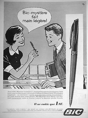 Publicité Presse 1960 Stylo Bic Mystère Fait Main Légère La Cartouche A Réaction