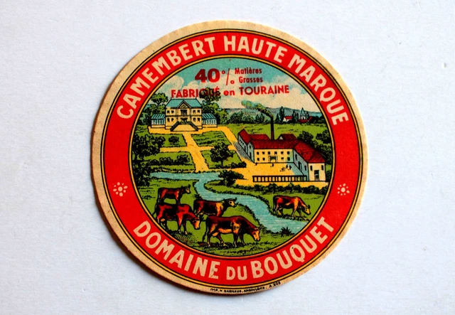 Etiquette Boite Fromage, Camembert De Touraine Domaine Du Bouquet - Cheese Label