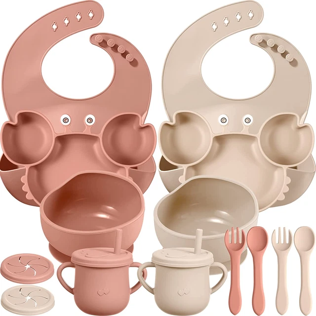 14 Pcs Baby Feeding Set Silicone Baby Led Weaning Feeding Supplies, Suction Bowl