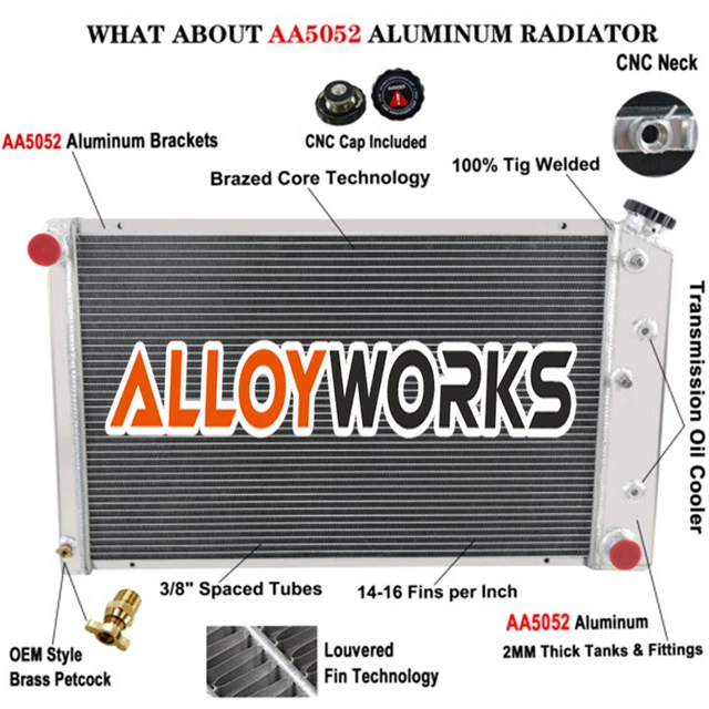 4 ROW RADIATOR Fits Chevy C15//C20/C30 Pick-Up;68-77 Chevy El Camino AT ...