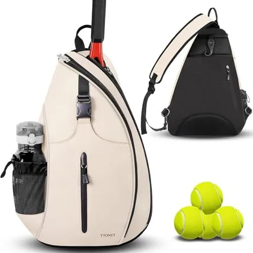 Ytonet Tennis Bag, Tennis Sling Backpack Crossbody Water Resistant for Men Women