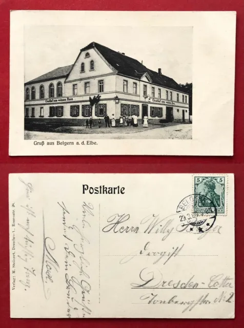 AK BELGERN Schildau 1909 Gasthof zum weissen Ross  ( 93880