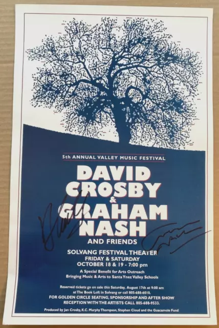 AUTOGRAPHED David Crosby Graham Nash 2002 Original Concert POSTER HAND SIGNED