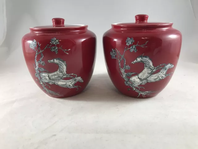 Crown Devon Fieldings Red & White Pegasus Horse Ginger Jar / Urn / Vase