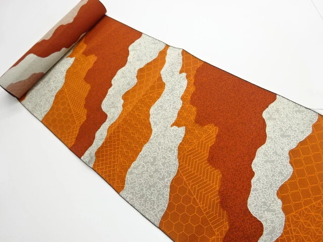 6146393: Japanese Kimono / Antique Bolt For Nagoya Obi / Woven Geometric