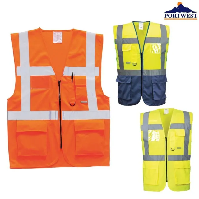 Portwest Hi-Vis Gilet Executive S476/C476 - Abbigliamento da lavoro di sicurezza canotta industriale
