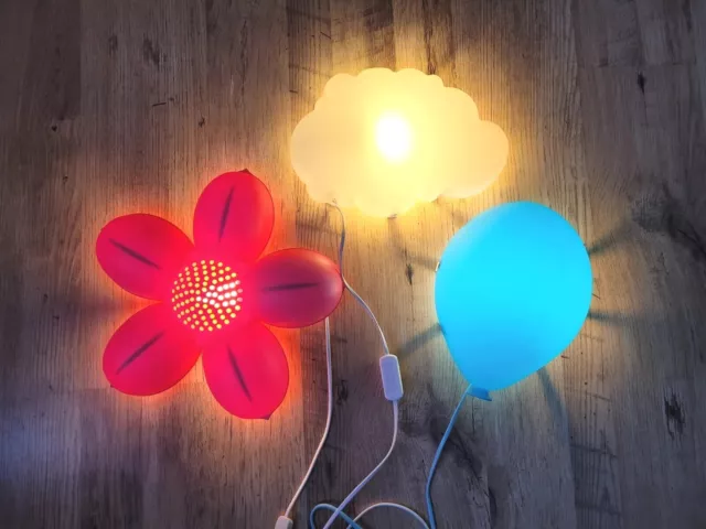 IKEA x 3  Flower,Cloud,Balloon,Wall Light Lamp Childrens Bedroom