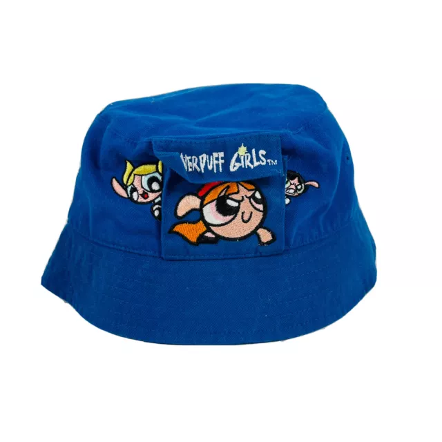 VINTAGE POWERPUFF GIRLS Bucket Hat Embroidered Blue Pocket Cartoon ...