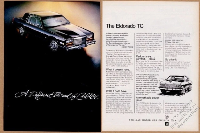 1982 Cadillac Eldorado TC black car photo vintage print ad