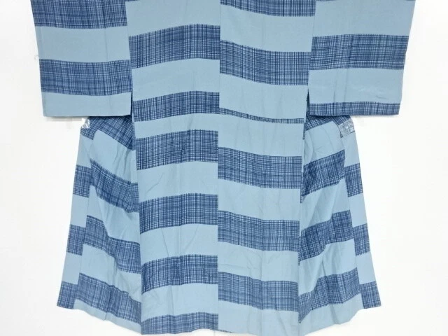37927# Japanese Kimono / Hitoe Mens Juban / Stripes With Little Grid