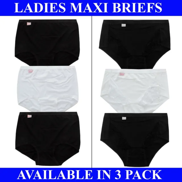 Womens Briefs Ladies Underwear Knickers Soft Comfy Light Cotton Maxi 3 Pairs