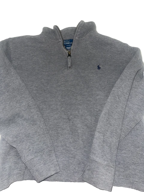 Ralph Lauren Polo Shirt Youth S Grey Long  Sleeve L/S Logo 1/4 Zip