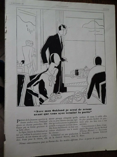 OAKLAND + PERES CHARTREUX + LINVOSGES + DENTOL pub papier ILLUSTRATION 1929