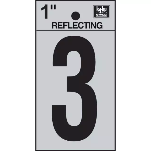 Hy-Ko Vinyl 1 In. Reflective Adhesive Number Three RV15-3 Pack of 10 Hy-Ko