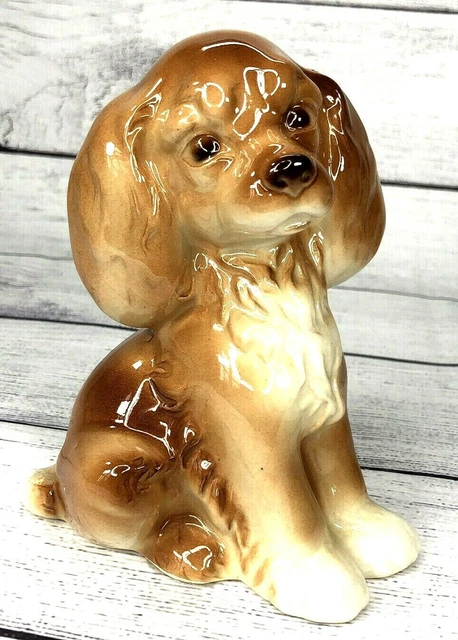 Vintage Cocker Spaniel Puppy Dog Figurine Ceramic High Glaze 6" Collectible