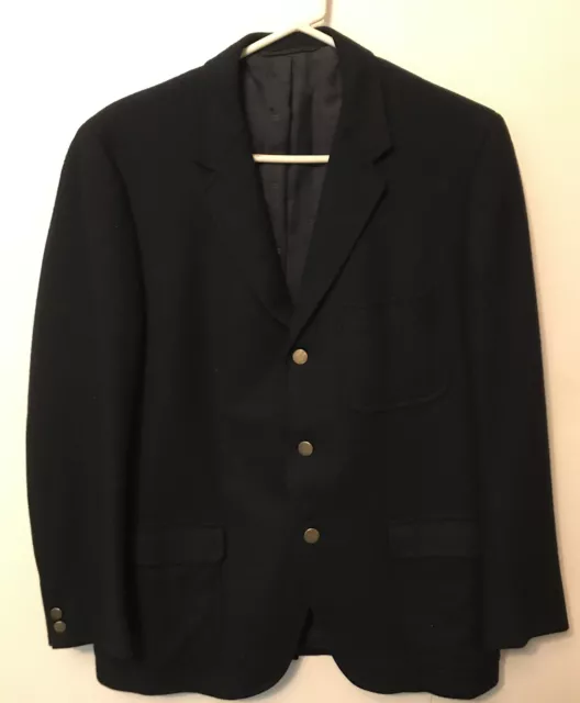 MENS 100% CASHMERE 3 Button Blazer Saks Fifth Avenue Blue Size 42R Coat ...