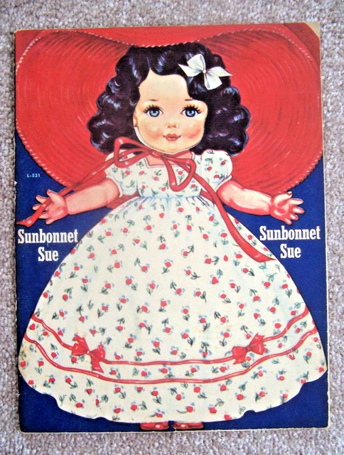 Vintage Uncut 1940'S - Sunbonnet Sue - Original Lowe Paper Doll Book  #L-521