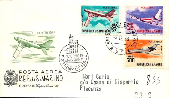 Storia Postale - FDC FAIP Capitolium - Repubblica San Marino - 1963 -Posta aerea