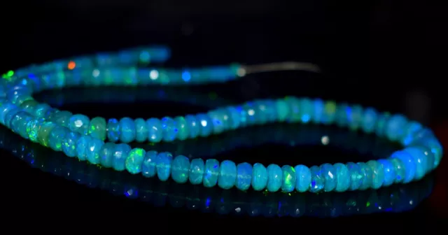 Strand 16 "Natural Ethiopian +++Opal Fire Blue Faceted 4x5mm Gemstone Beads