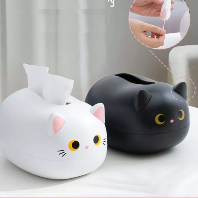 Cute Cartoon Tissue Box Paper Towel Dispenser Cat Shaped Wipes Storage Case Home