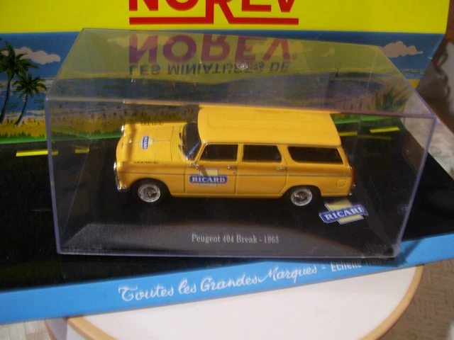 Peugeot 404 Break Jaune Ricard Norev 1963 Boite 1/43 + Cadeau