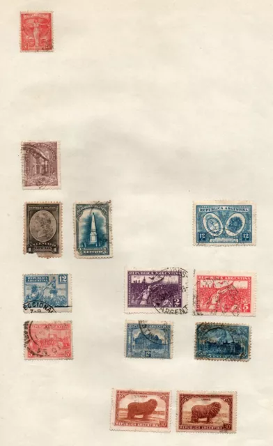 Argentina selection of 45+ stamps on 4 pages from an old European collection.