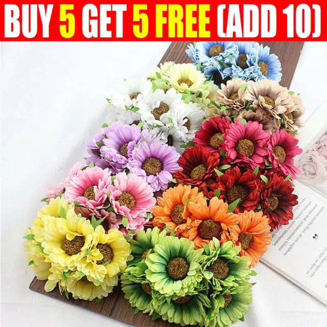 6 heads Artificial Silk Gerbera Daisy Fake Flowers Bouquet Garden Home Decor UK