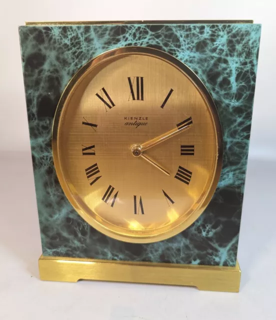 Vintage Kienzle Green Onyx And Brass Mantle Clock - Excellent Condition C3