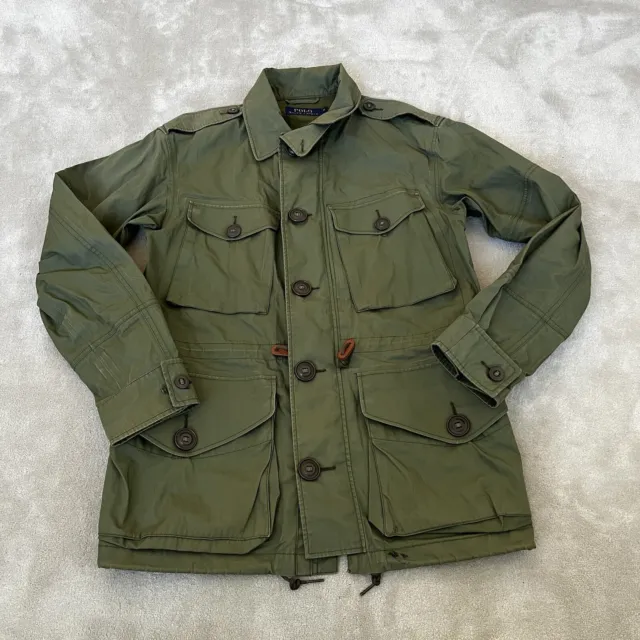 Polo Ralph Lauren Military Jacket Mens Small Green Pockets Toggles Epaulettes