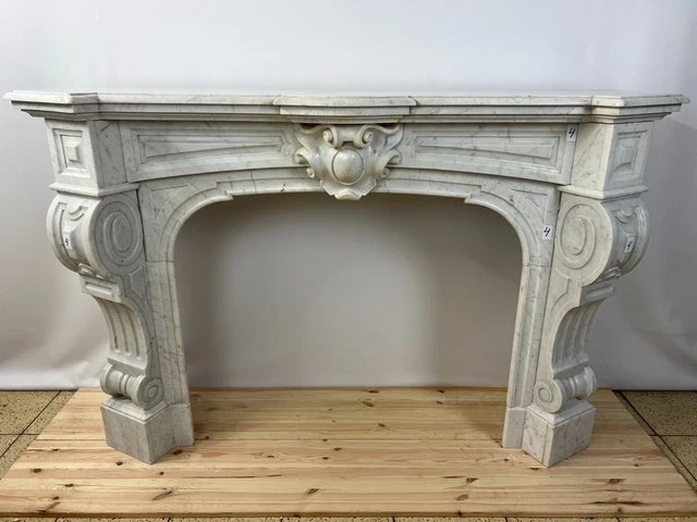 Antike Kaminumrandung Marmor Kamin Um 1880 Stil Louis Xv Weiss Mit Adern