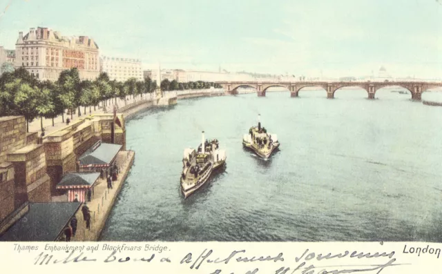 "Thames Embankment. London" 1903 UK Vintage Postcard. *Worldwide ship*