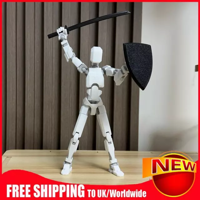 20cm 3D Printed Multi-Jointed Movable Robot Full Body Mechanical Toy (White)